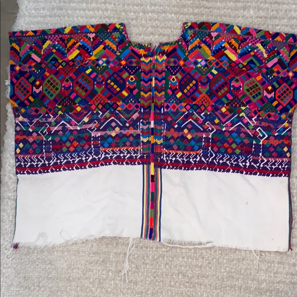 Colorful vintage huipil Embroidered Poncho M/L